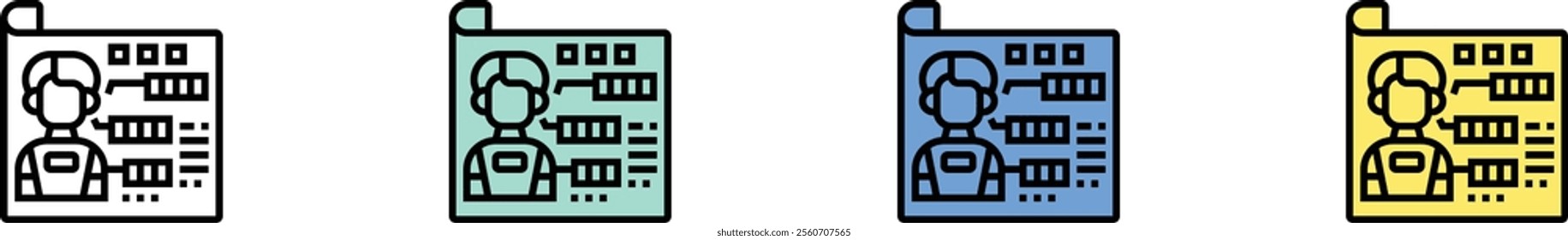 data analysis icon. Outline, Green, Blue and Yellow Style Design Isolated On White Background