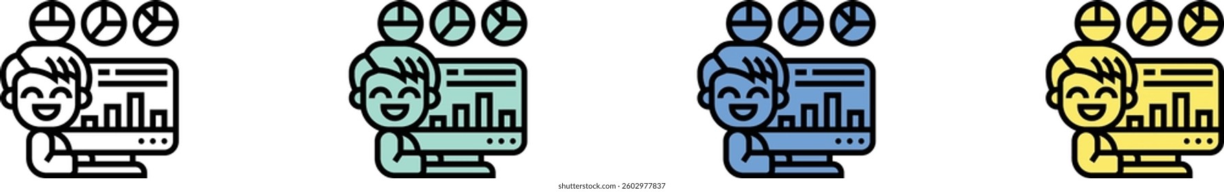 data analysis icon. Outline, Green, Blue and Yellow Style Design Isolated On White Background