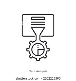 Icono de Análisis de datos. Diseño de icono de estilo de esquema aislado en fondo blanco