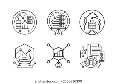 data analysis icon outline vector illustration line art design