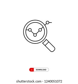 Data Analysis Icon. Search, Magnifying Glass Icon Vector Graphic On Isolated Background. Trendy Flat Style For Graphic Design, Web Site, UI. EPS10. Vector Illustration.