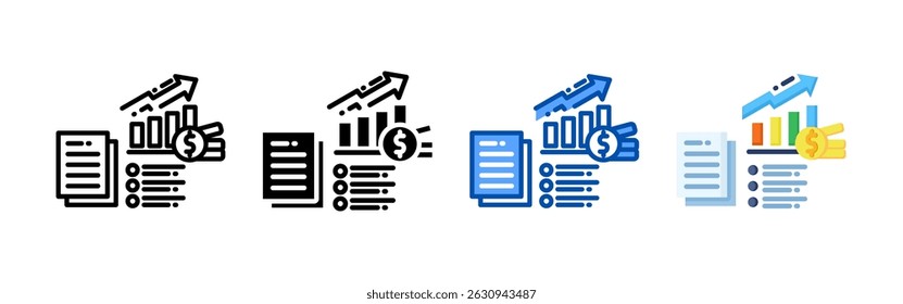 Data analysis icon set bundle. Multi style icon collection perfect for websites, apps, and presentations. Simple vector icon collection