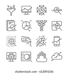 Data Analysis icon set. Included the icons as graph, chart, filter, analyst, research
, growth and more.