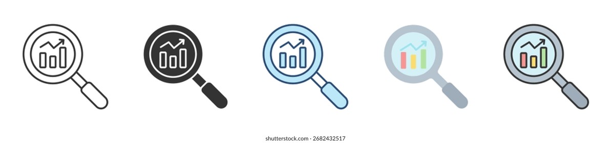 Ícone de Análise de Dados Definir Coleção de Vários Estilos