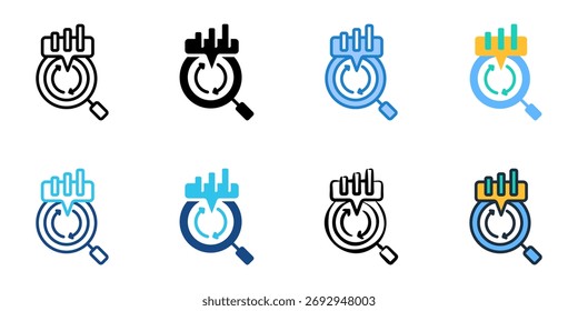 Ícone de análise de dados define coleção de vários estilos 
