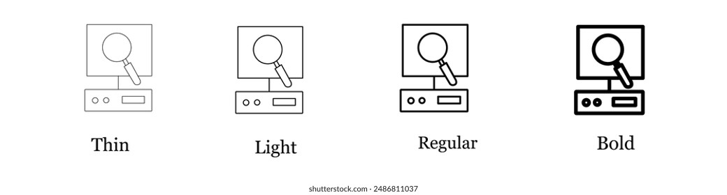 Data Analysis Icon set, Thin, Light Regular And Bold style design isolated on white background, analyst icon vector set,