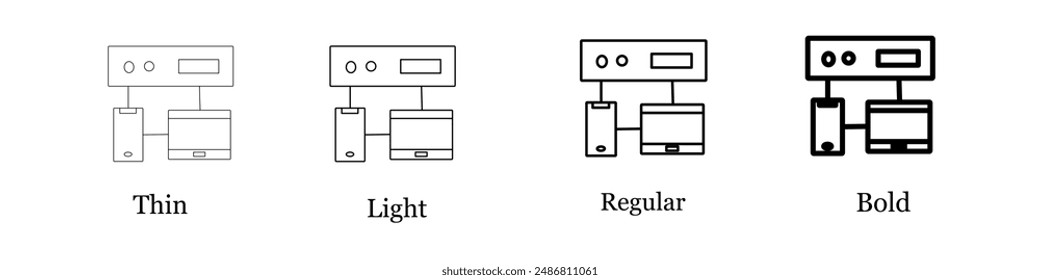Data Analysis Icon set, Thin, Light Regular And Bold style design isolated on white background, analyst icon vector set,