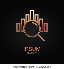 Data analysis icon. Vector Illustration. Design logo element. Isolated on black background.