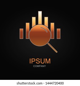 Data analysis icon. Vector Illustration. Design logo element. Isolated on black background.