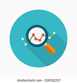 Data Analysis Icon, Vector Illustration. Flat Design Style With Long Shadow,eps10