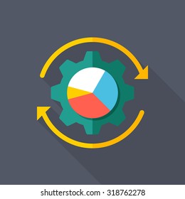Data analysis icon, vector illustration. Flat design style with long shadow,eps10
