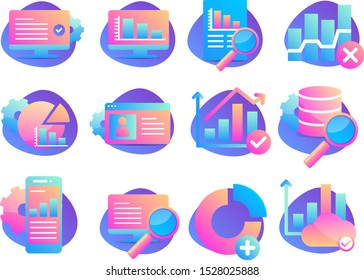 Data Analysis icon vector set. Statistic information. Flat concept for presentation, site and web banners