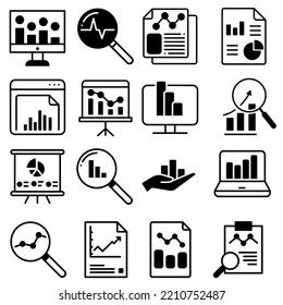 Data analysis icon vector set. profit graph illustration sign collection. data science symbol or logo.