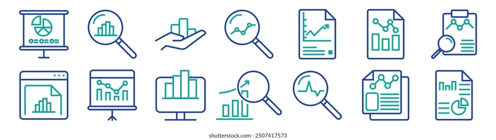 Data analysis icon vector set. profit graph illustration sign collection. data science symbol or logo.	