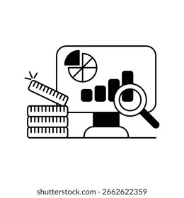 Data Analysis icon with white background vector stock illustration