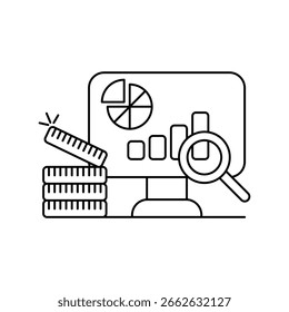 Data Analysis icon with white background vector stock illustration