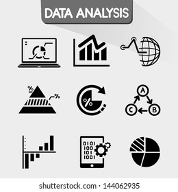 data analysis icons, data chart icons set, graph