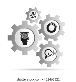 data analysis icons, gear diagram