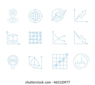 data analysis icons, graph and chart icons
