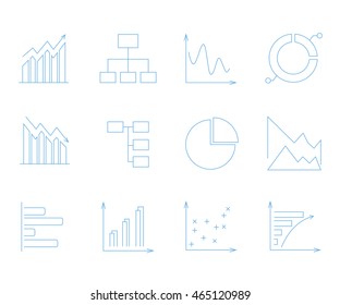 data analysis icons, graph and chart icons