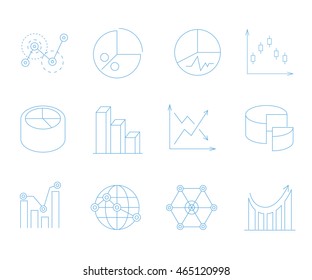 data analysis icons, graph and chart icons