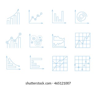 data analysis icons, graph and chart icons