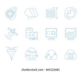 data analysis icons, graph and chart icons