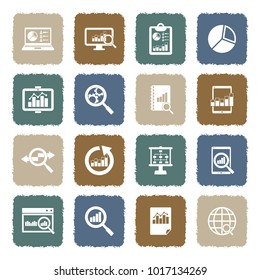 Data Analysis Icons. Grunge Color Flat Design. Vector Illustration.