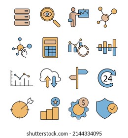 Data analysis icons set . Data analysis pack symbol vector elements for infographic web