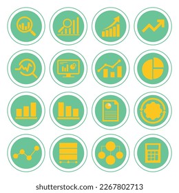 data analysis icons set vector