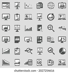 Data Analysis Icons. Sticker Design. Vector Illustration.