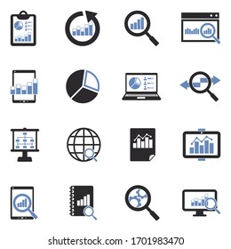 Data Analysis Icons. Two Tone Flat Design. Vector Illustration.