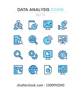 Data analysis icons. Vector line icons set. Premium quality. Simple thin line design. Modern outline symbols collection, pictograms.