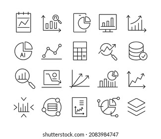 Data Analysis Icons - Vector Line Icons. Editable Stroke. Vector Graphic