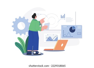 Data Analysis Illustration concept. A flat illustration isolated on white background
