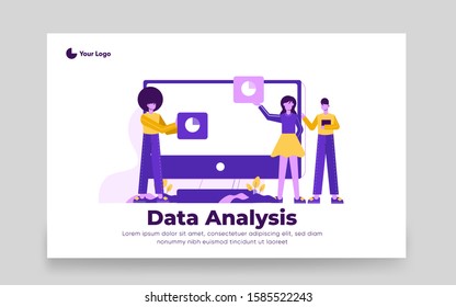 Data analysis illustration for landing page template,Modern flat illustration concept for website