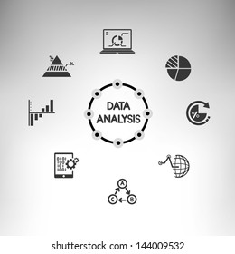 Data Analysis Info Graphic, Information Management Icons Set