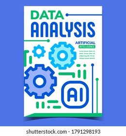 Información de análisis de datos Anuncie el vector de afiches. La Inteligencia Artificial Es Una Futura Alta Tecnología Para Banner De Promo De Investigación Y Análisis. Plantilla de concepto Ilustración de color con estilo