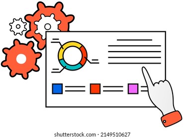 Data analysis, information exploration, web research concept. Person examines diagram, analyses business data. Statistical chart, document with graphs. Statistics, financial indicators analytics