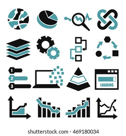 data analysis, information, infographic icon set