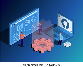 Data analysis isometric illustration vector