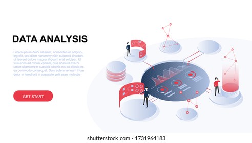 DATA analysis isometric website cover Modern flat design vektorgrafik konzepte von web site design for website and mobile website development. Einfach zu bearbeiten und anzupassen.