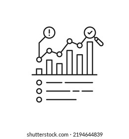 data analysis or kpi metric icon with dashboard. analyst or investor analyze big data statistics or strategy and efficiency control grow with easy methodology system or positive exponential etf growth