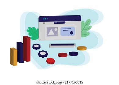 Data Analysis landing page. 3d isometric vector illustration.