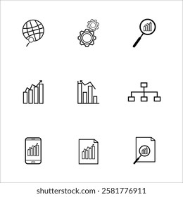 Data Analysis Line collection Icons such icons as Settings, Data Science, Big Data,  Statistics.

