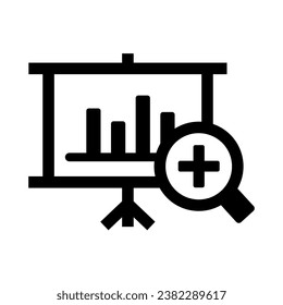 Data analysis line icon with business graph or chart with magnifier. Eps10 vector illustration.