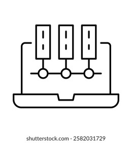 Data Analysis Line Icon. Database Big data Analytics Server Infographic Pictograms Security Digitalization Processing Editable Stroke Vector Icon