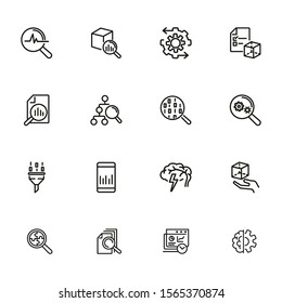 Data analysis line icon set. Binary code, graph, gear. Information technology concept. Can be used for topics like data management, programming, IT project