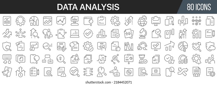 Data analysis line icons collection. Big UI icon set in a flat design. Thin outline icons pack. Vector illustration EPS10