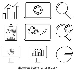 Data analysis line icons. Design can use for web and mobile app. Vector illustration

